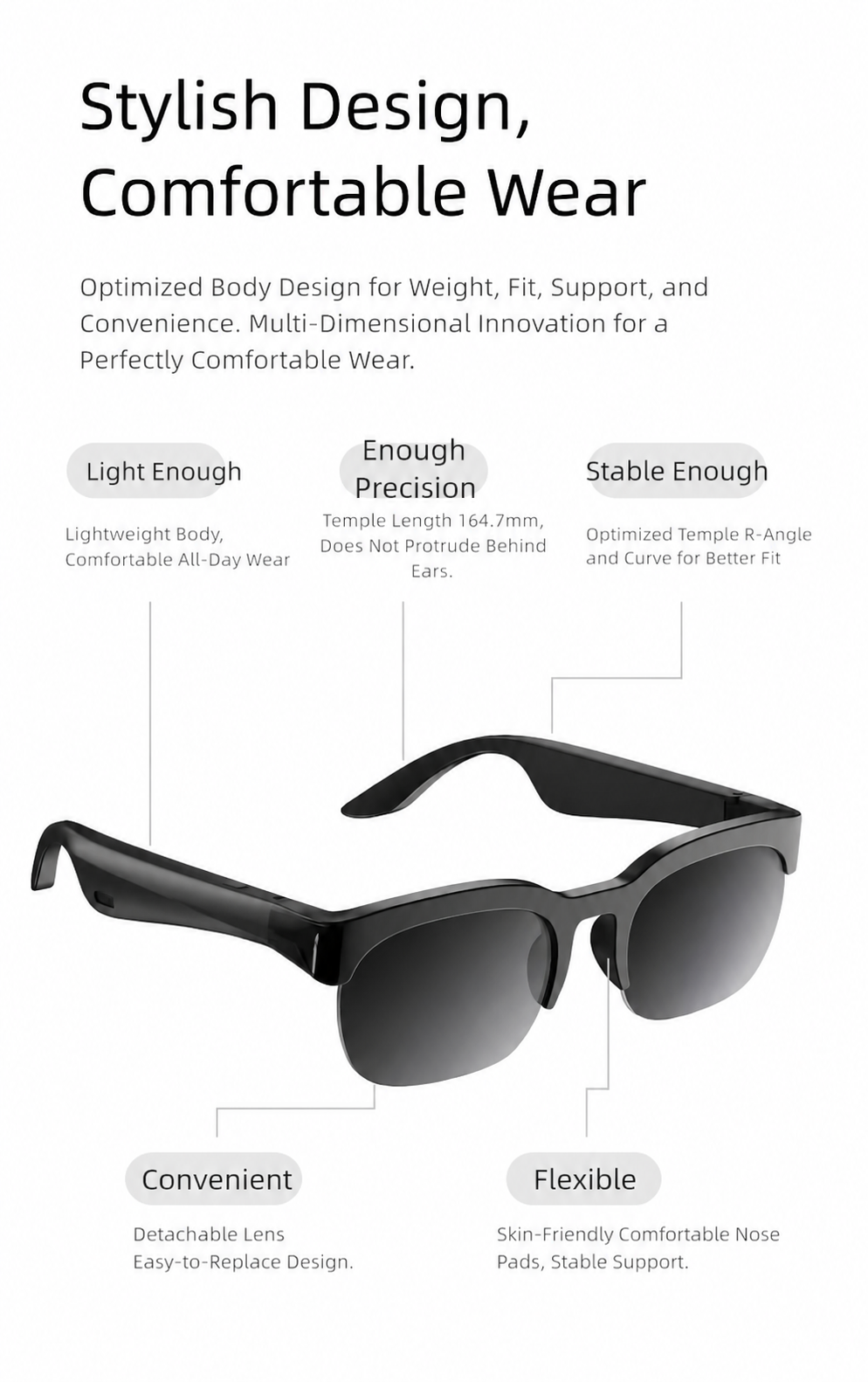AI Smart Glasses with Bluetooth & Real-Time Translation