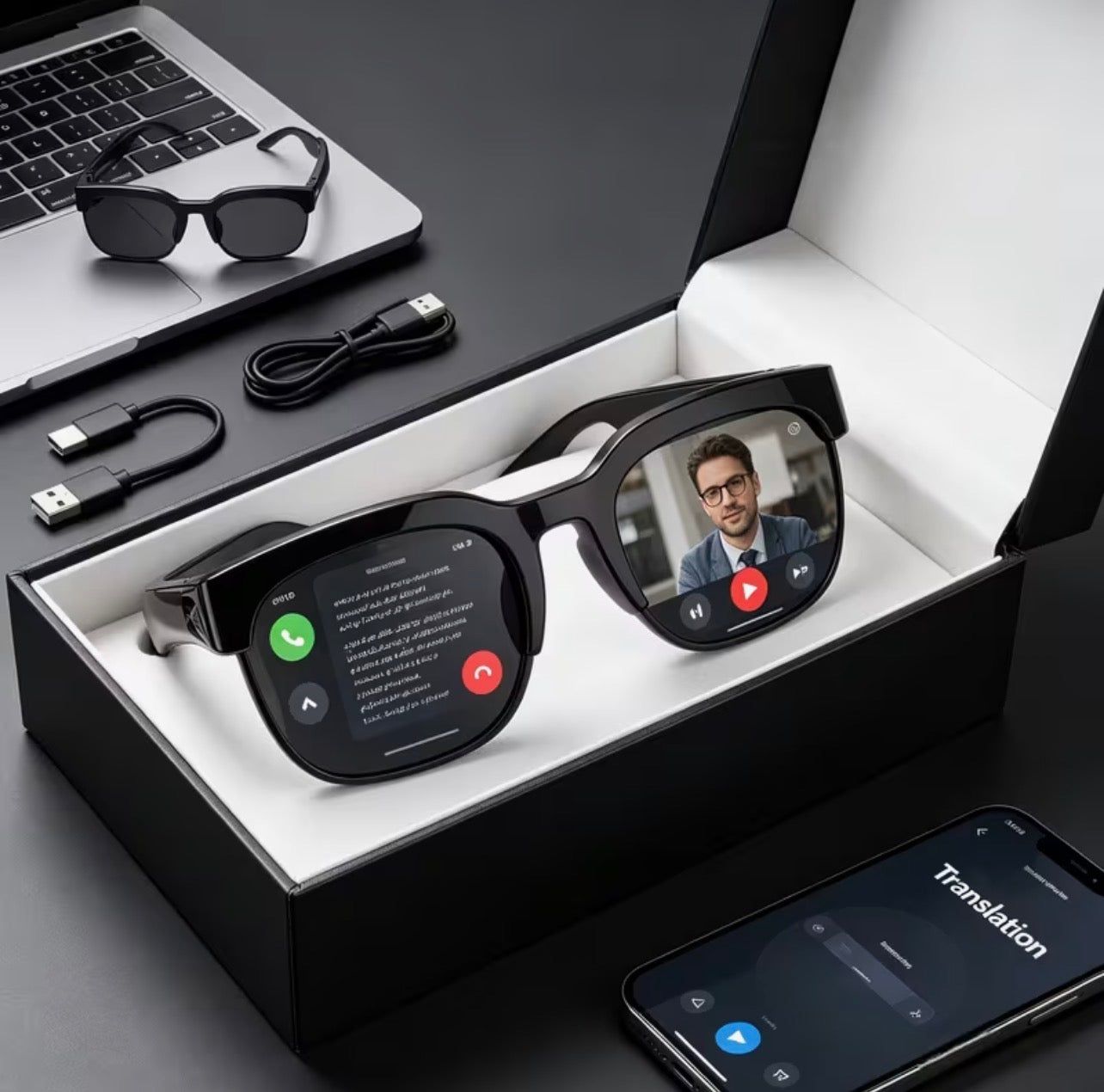 AI Smart Glasses with Bluetooth & Real-Time Translation